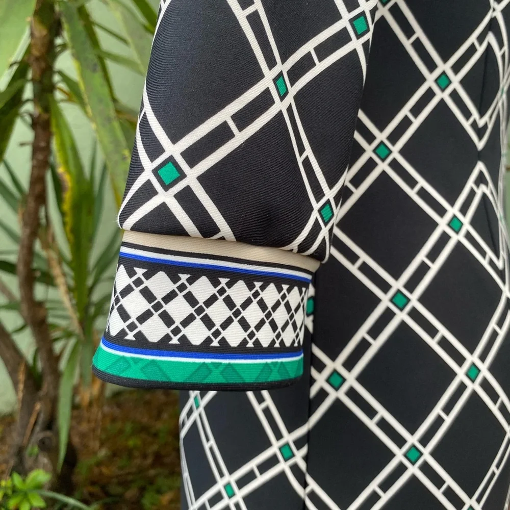 White House Black Market Black White Green Dress - Picture 9 of 12